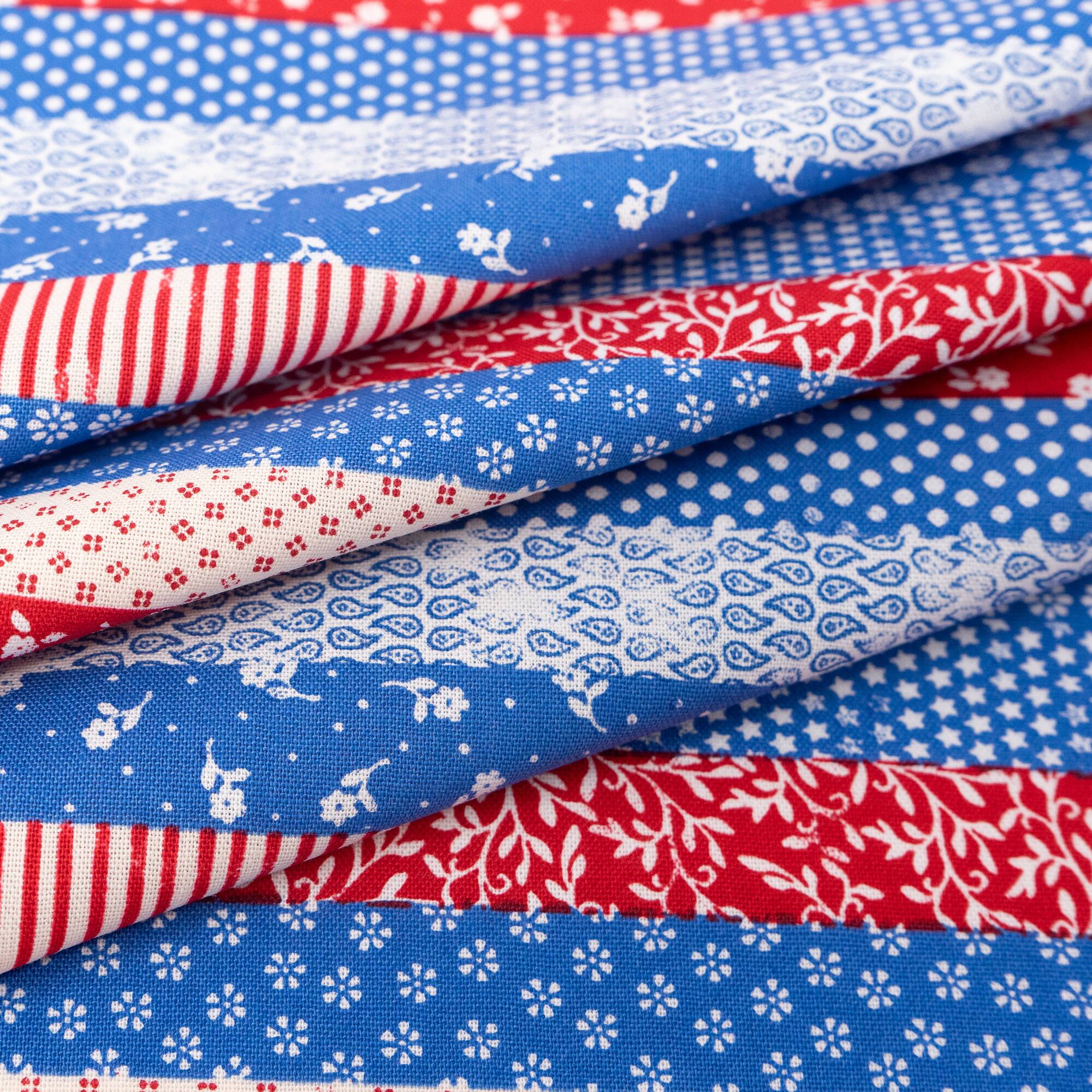 SINGER Americana Floral Stripes Cotton Fabric